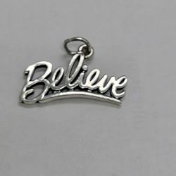 Retired James Avery Sterling Silver “Believe” Charm - stamps worn