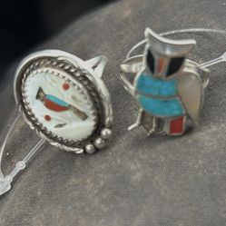2 Vintage Native Ring For Women  Esterling Silver 