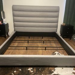 King Size Bed frame, Headboard and Box Springs 