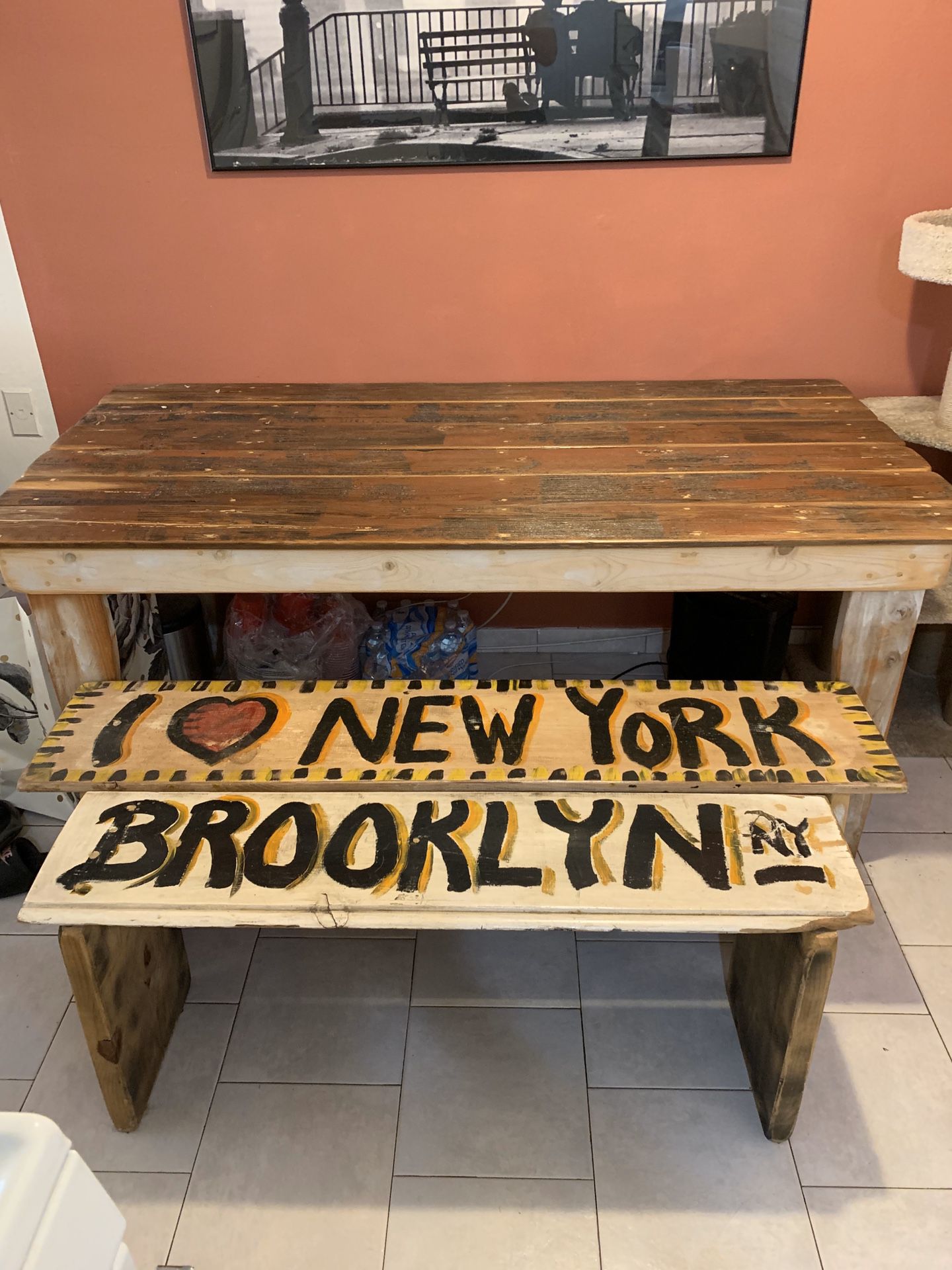 Kitchen Table W/ Two Custom NY Benches