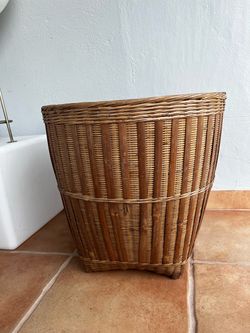 VINTAGE ASIAN BAMBOO XXLARGE Storage Or Tree Basket…(AS IS)21” H By 21” W…$25