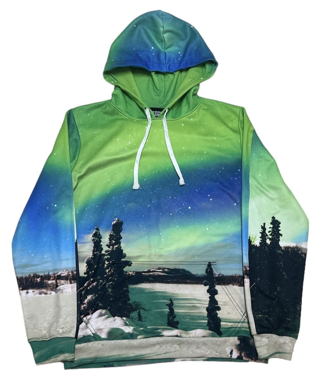 Beloved Fleece Sweatshirt Men’s M Green Multi Graphic Pullover Hoodie Outdoor