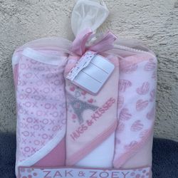 Zak & Zoey Baby Girl 3 - Pack Hooked Towels
