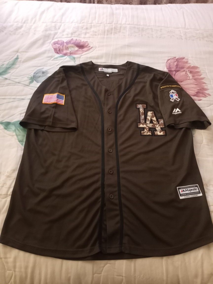 Men's LA Fernando Valenzuela Salute To Service Stitched Jersey