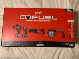 NEW SEALED Milwaukee M18 FUEL 5-Tool Combo Kit 3697-25