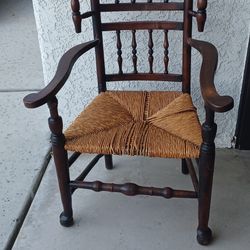Lancashire turned wood chair with rush seat $350obo