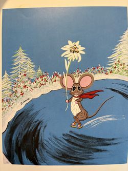 Vintage Print Mouse Iceskating 60s