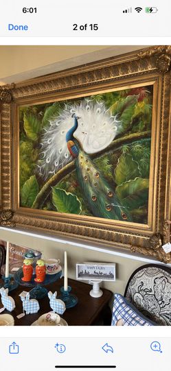 Beautiful Romantic Peacocks painting, No Frame.