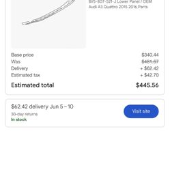 OEM Rear Lower Panel For Audi A3 2015-2016