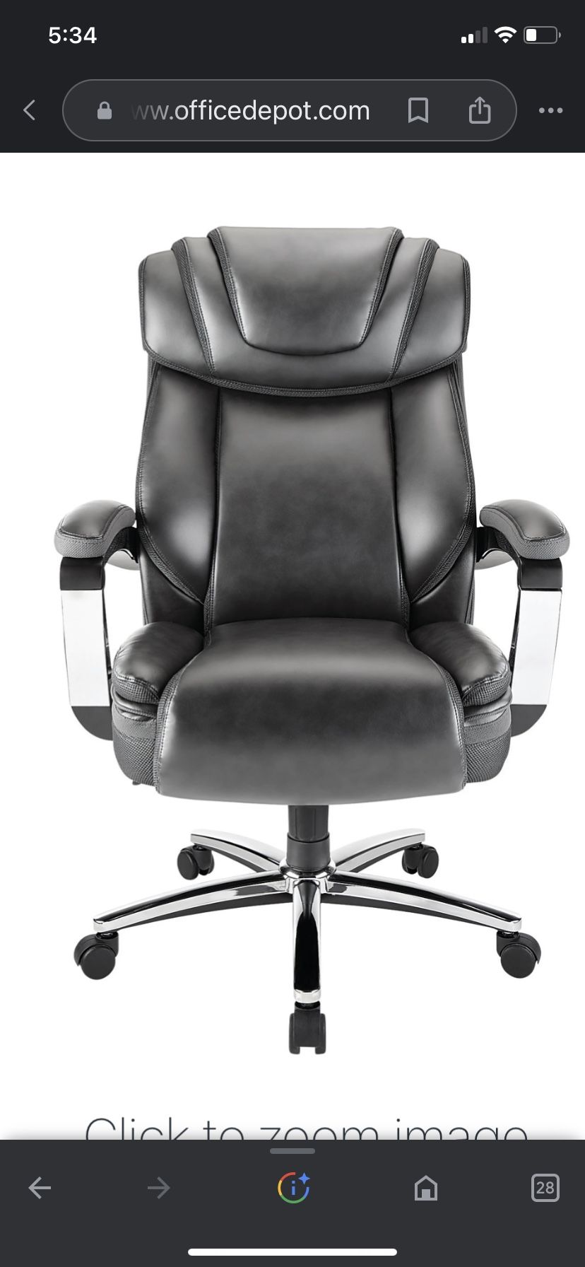 Realspace® Axton Big & Tall Bonded Leather High-Back Chair, Dark Gray