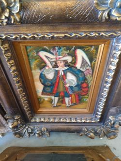 Peruvian Cusco School Archangel Painting – Colonial Religious Art in Ornate Frame