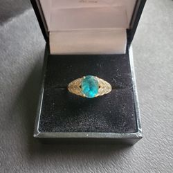 14K CHINA SAPPHIRE STONE RING REAL GEMS/GOLD