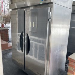 Two Victory Double Door Stainless Steel Commercial Refrigerators 