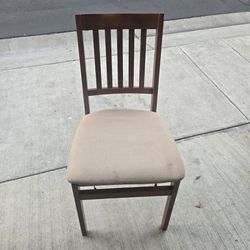 Wooden Chair with Beige Cushion - Foldable