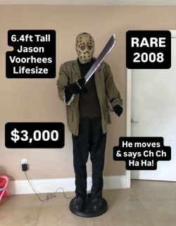 RARE 2008 Halloween 6.4ft Tall Jason Voorhees Animatronic LifeSize Prop Decoration Collectible