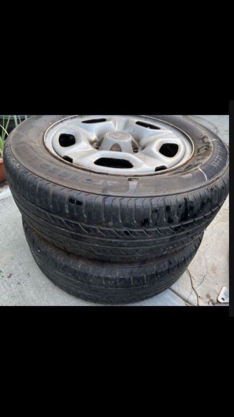 2 X 205/65r15 5x4.5 5x114.3 Stock Tacoma Civic Camry  Mustang Altima Tacoma rims Wheels 90% Treads Tires !!!!!!