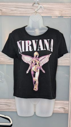 Ladies Small Nirvana T-shirt Band Concert Black Super Cute