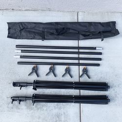 (NEW) $40 Heavy-Duty Backdrop Stand Adjustable 10ft Wide X 8.5ft Tall with Clips and Carry Bag 