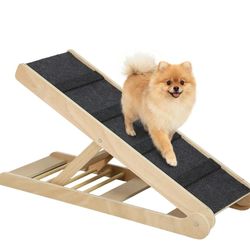 Pet Ramp~NEW~Height Adjustable w Non-Slip Carpet Surfaces, 4 Levels Folding Dog Cat Ramp~up to 33lbs