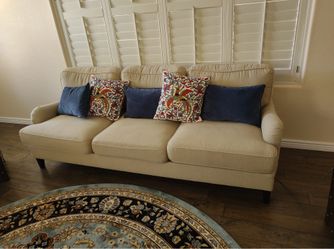 BRAND NEW Classic 3-Seater Rolled Arm Sofa – Beige Fabric