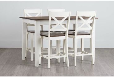Dining Set Sumter White High Table & 6 Barstools