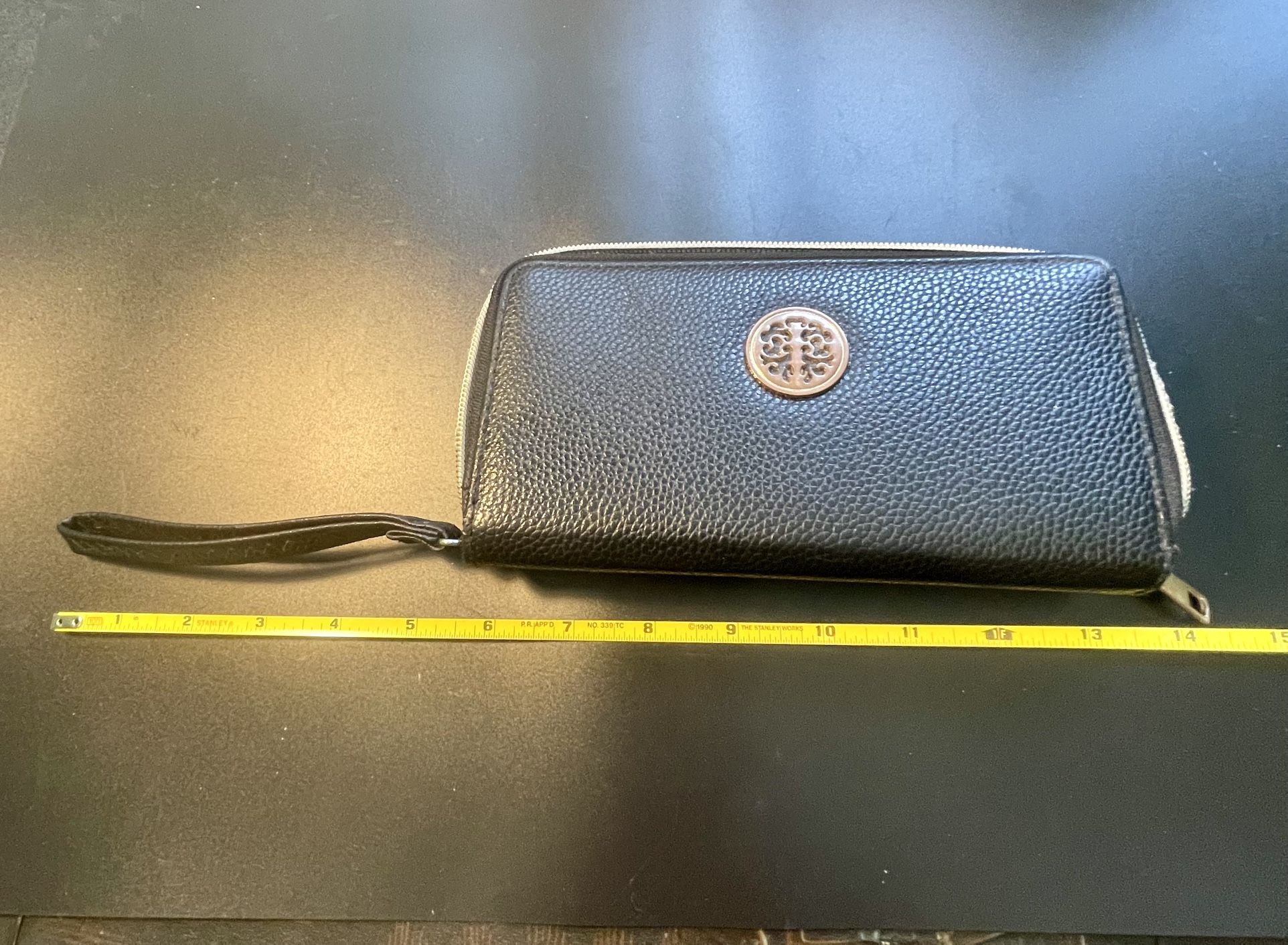 Sam & Hadley Vintage Black Faux Leather Wristlet Card Holder Wallet