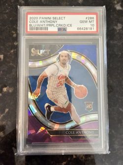 2020 PANINI SELECT COLE ANTHONY BLU/WHT/PRPL CRKD ICE PSA 10 (POP 6)