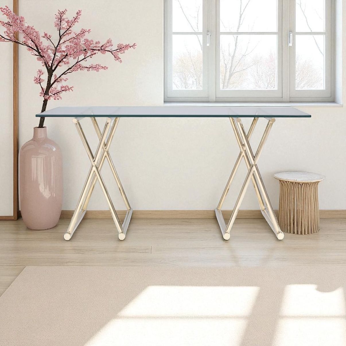 Mitchell Gold Bob Williams Stainless Steel Xavier Desk Table Console