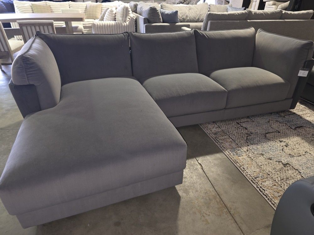 Market Sample Lifestyle Kona Grey 2pc Chaise Sofa (Read description)