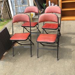 Mid Century Folding Chairs USA Matching 4 Lot
