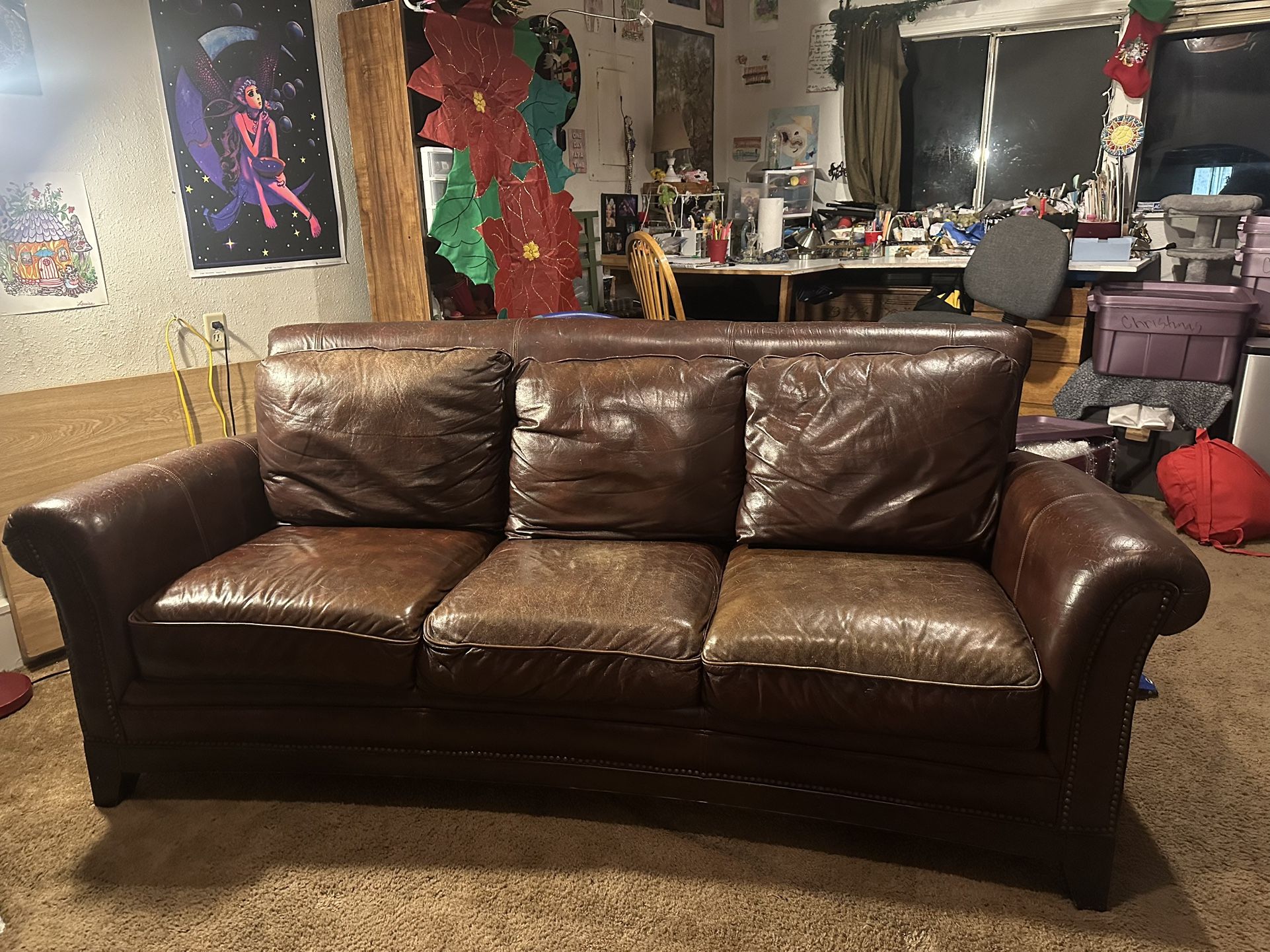 Brown Leather Couch