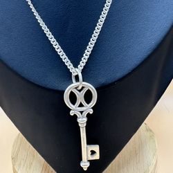 925 Key Pendant 2 1/4” Weighs 7.35 Grams On New 999 Fine Silver Chain 18” Long Weighs 10.74 Grams 
