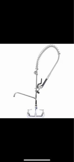 Commercial Restaurant Pull Down 2-Handle Wall Mount Pre-Rinse Spray Utility Kitchen Faucet in Polished Chrome