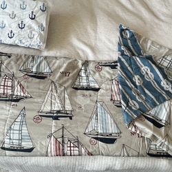 Twin Bedding, Comforter And Sheets/ Nautical/ Sailing Theme