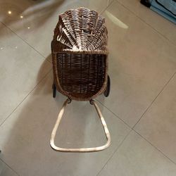 Wicker Stroller For Doll Or Photography Prop