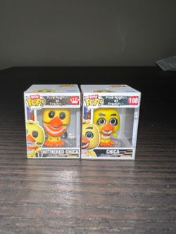 2 BITTY Chica Chicken Five Nights at Freddy's 1-Inch Funko Pops #108 Withered #1084 5NAF Video Games