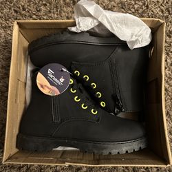 JABASIC Girls Ankle Boot Side Zipper Lace Up Work Boots Size 1