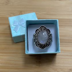 Oval Sterling Silver Moonstone Ring