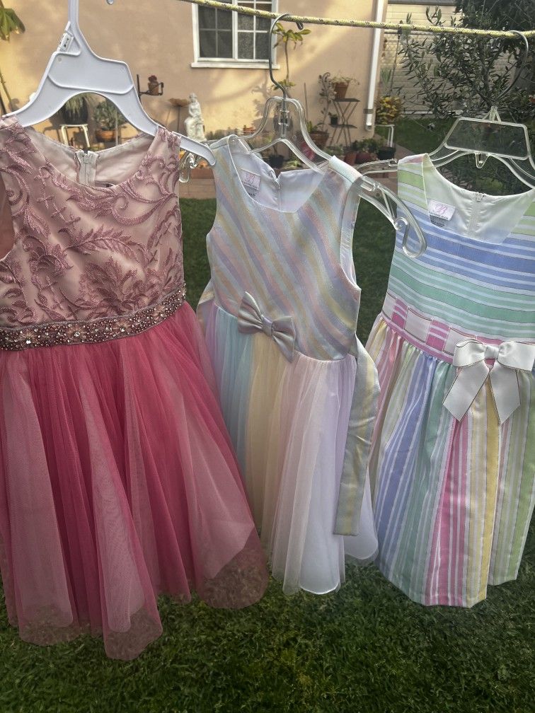 Selling Three Dresses All Sized 6 For Girls. 2 Pre-owned 1 New 