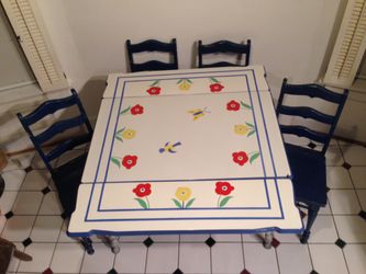 Vintage Enamel Table and Chairs