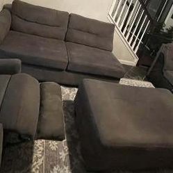 Grey Sofa Loveseat With Ottoman