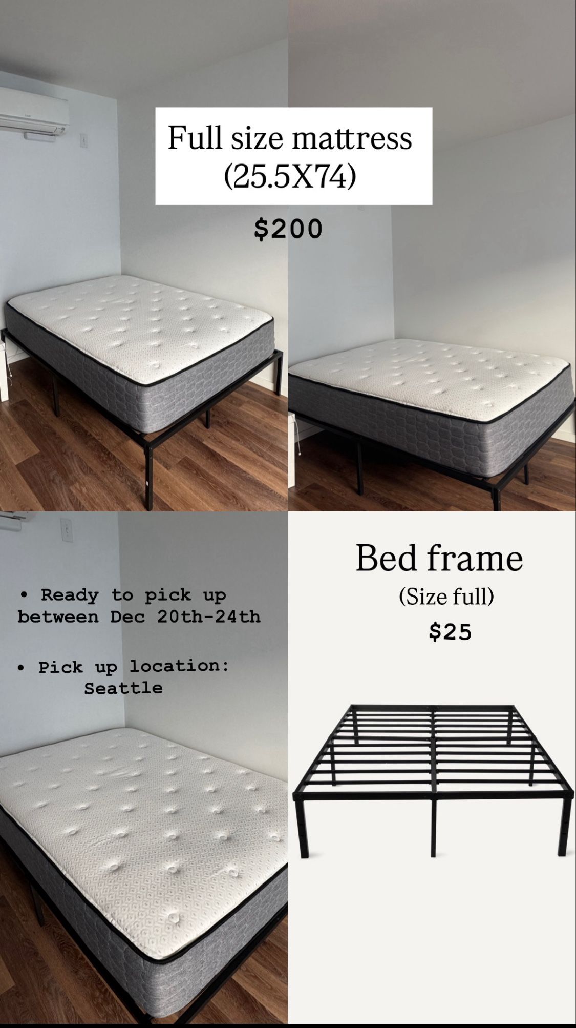 FULL Size Mattress and Bed Frame
