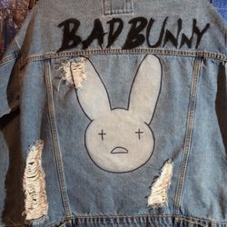 BAD BUNNY: CUSTOM JEAN JACKET - FREE SHIPPING