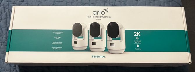 New Arlo Essential Pan Tilt Indoor Camera 3-Pack Sealed