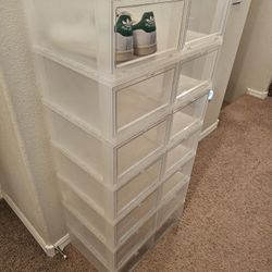 ​Set of 14 Stackable Drop-Front Shoe Storage Boxes - Clear