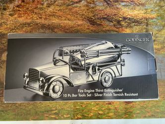 Godinger Fire Engine Bar Set - 10 pc Silver Finish - NEW