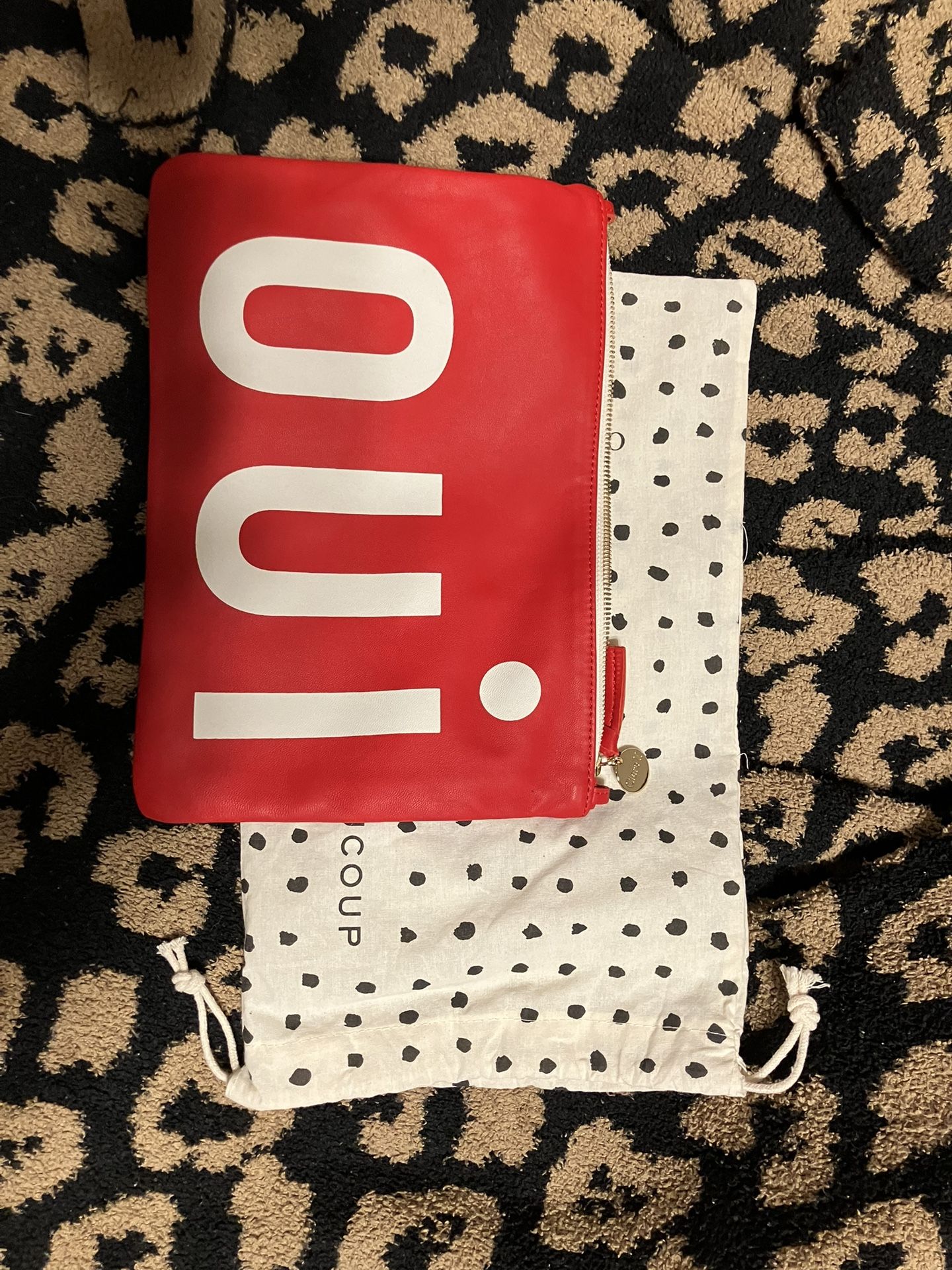 Clare V Red OUI Clutch With Bag