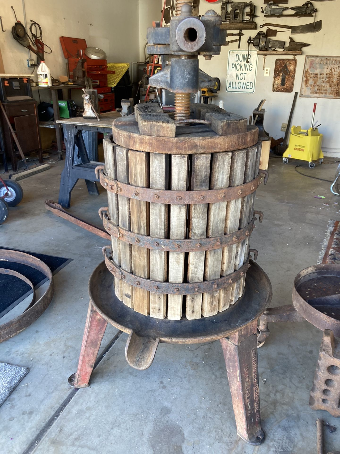 Antique Berarducci Bros Wine Press - Cast Iron and Wood