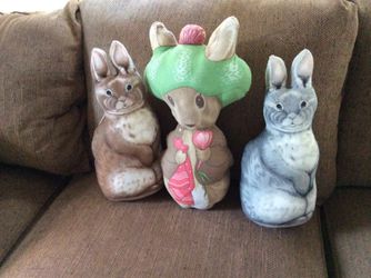 Vintage bunnies made from cut and sew panels