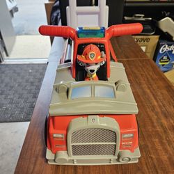 Paw Patrol Marshall Fire Truck Kids' Push Ride-On with Lights and Sounds for Ages 2 to 4 Ages